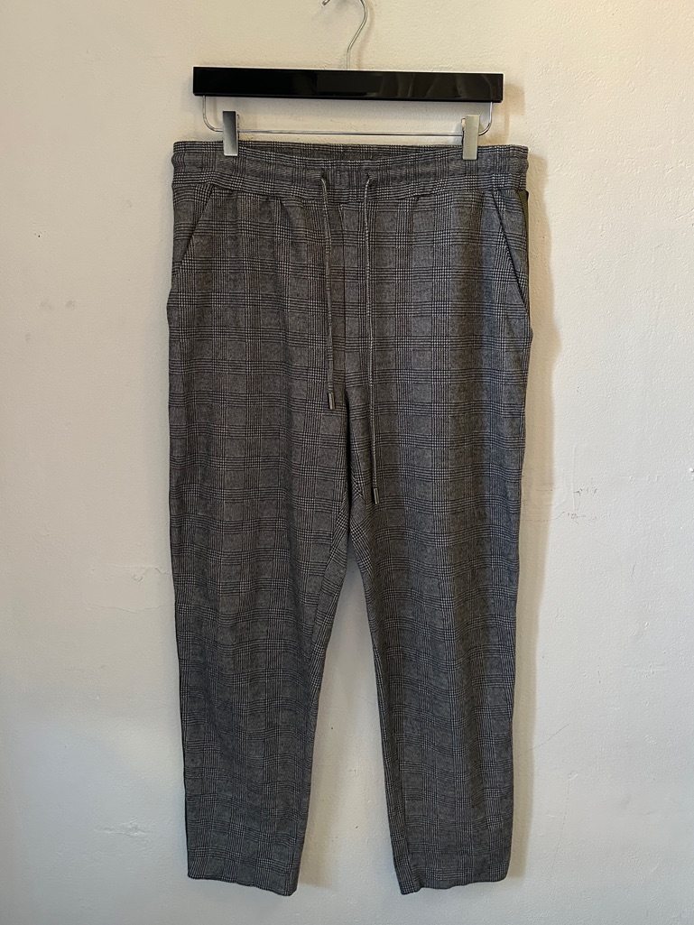 Maeve Anthropologie Plaid Pull On Pants Womens Medium Gray Check Stretch Ankle